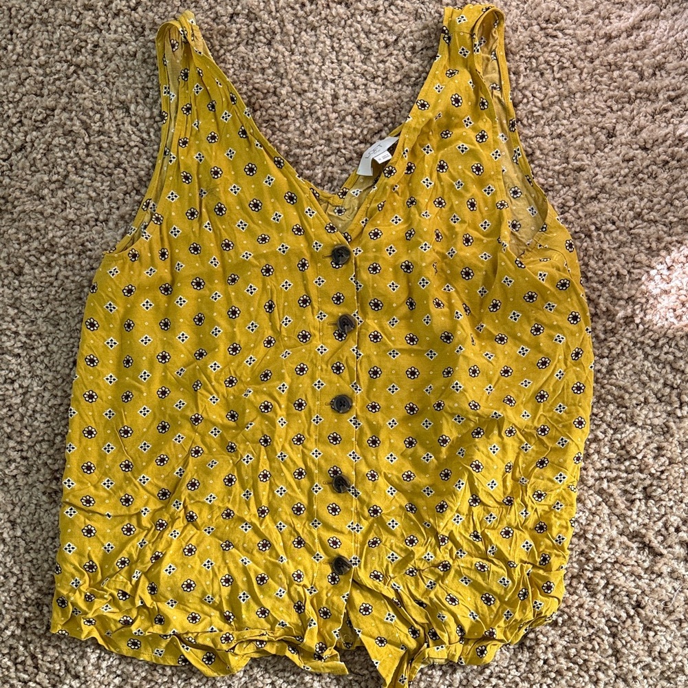 LOFT Yellow Floral Tank Top